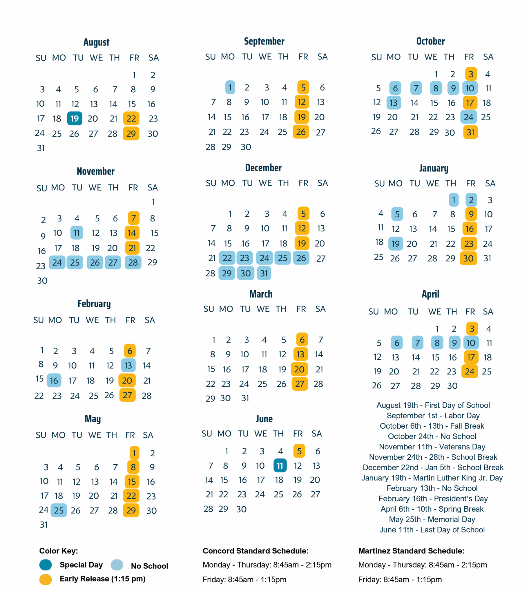 2025-2026 School Calendar- BCA